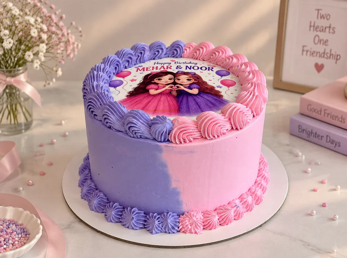 Pink and Purple Edible Photo Cake