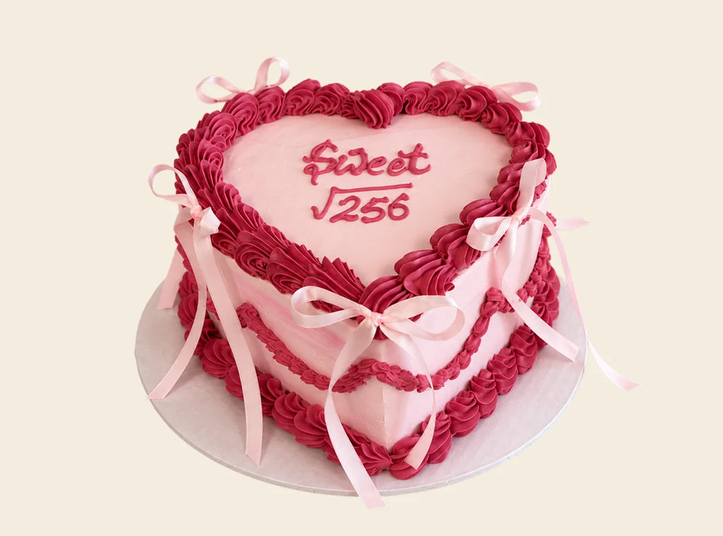 Pink Vintage Heart Cake With Bows