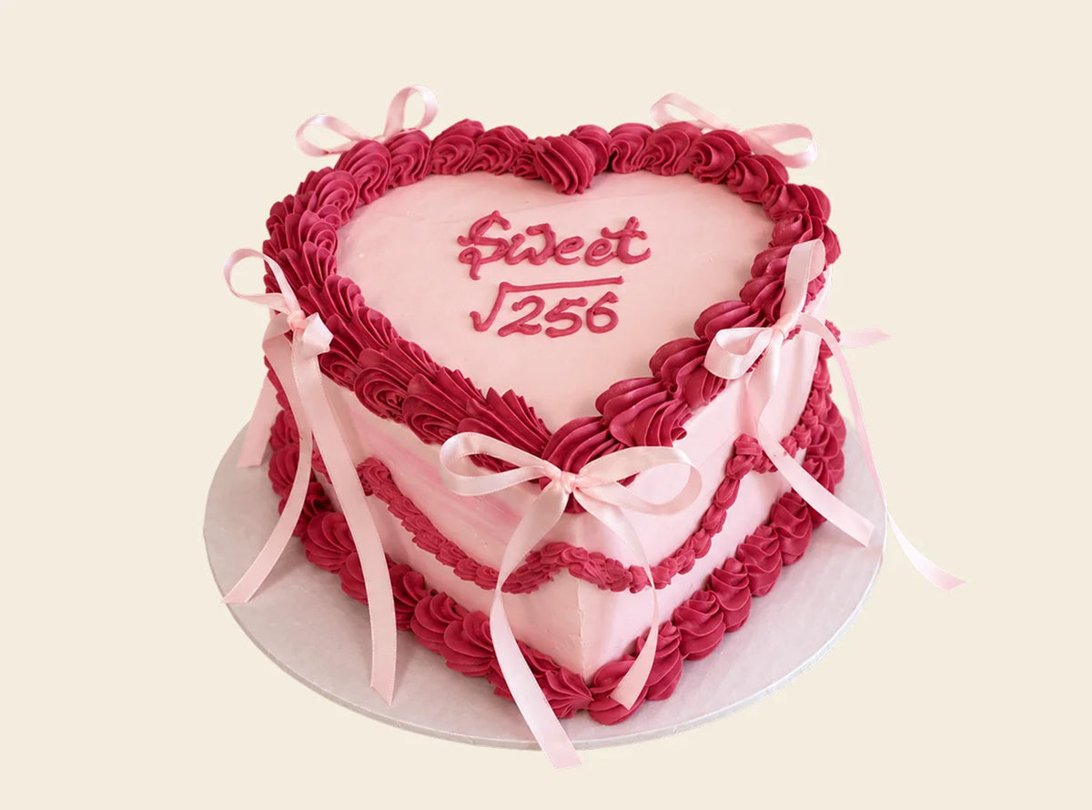 Pink Vintage Heart Cake With Bows