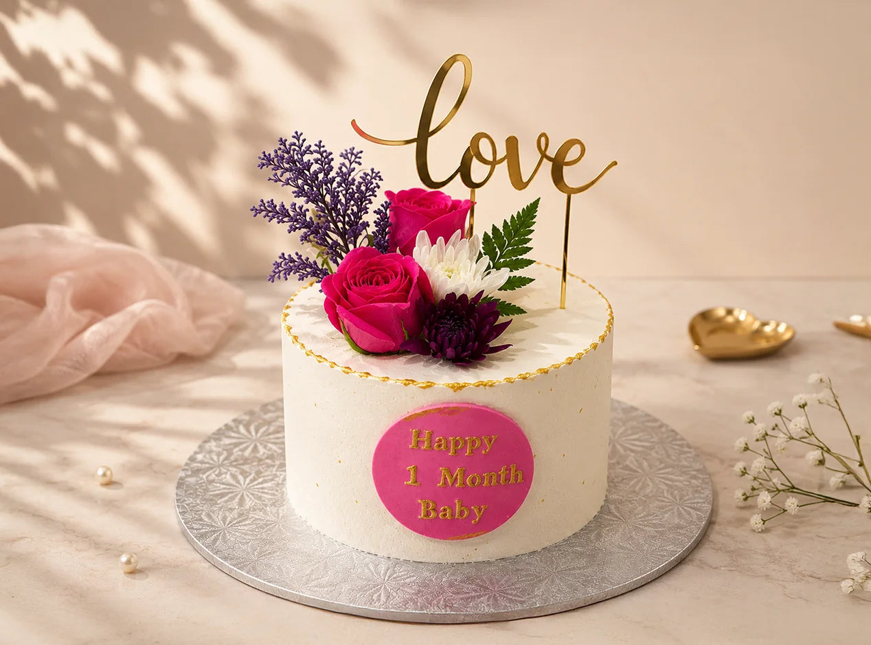 Blooming Love Milestone Cake