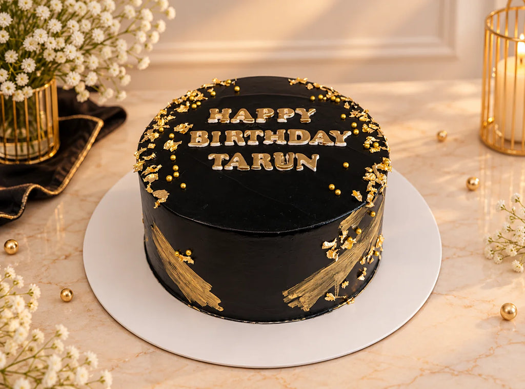 Black And Gold Birthday Cake