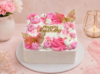 Pink Floral Square Cake
