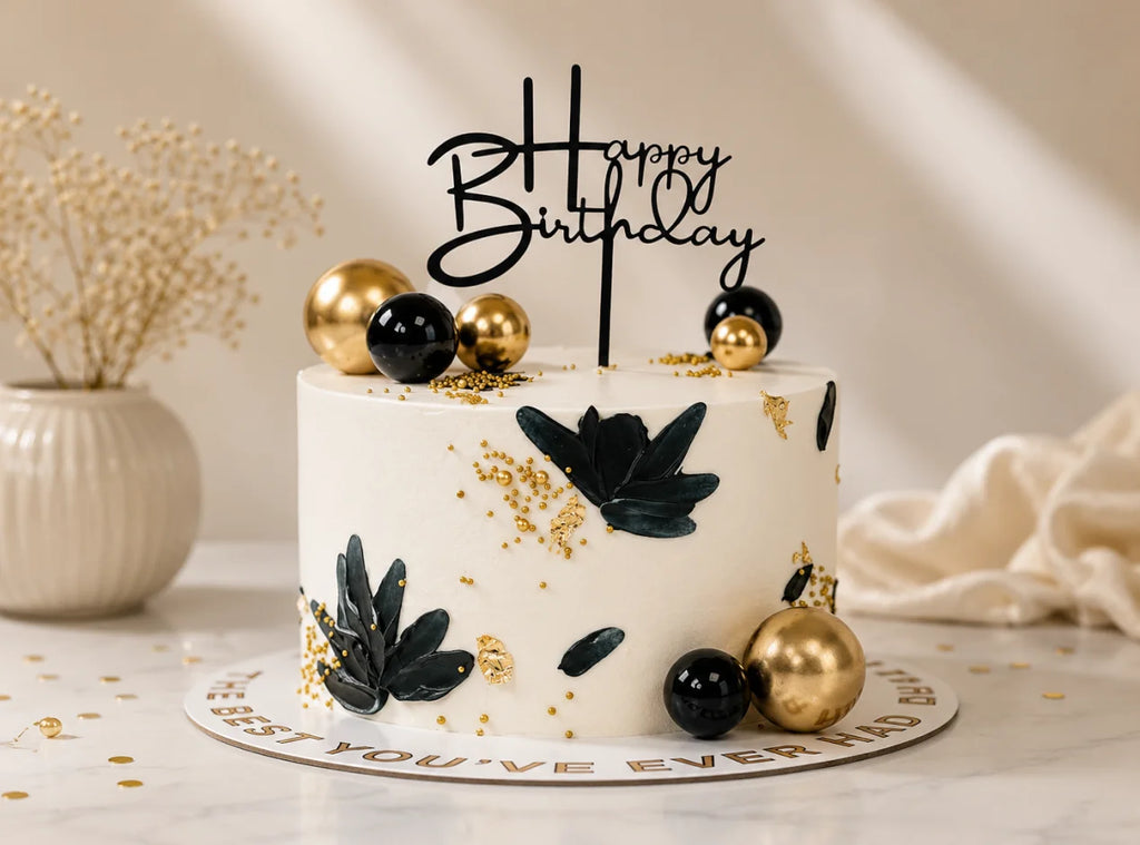 Premium Black Leaf Birthday Cake