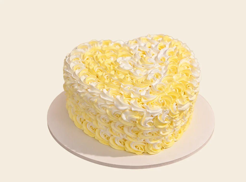 Yellow Floral Buttercream Heart Cake