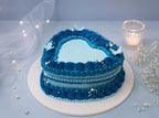 Blue Heart Elegance Cake