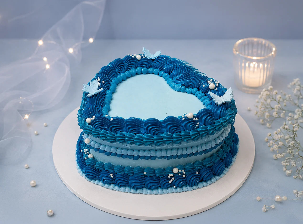 Blue Heart Elegance Cake