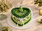 Green Vintage Heart Ribbon Cake