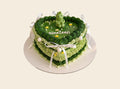 Green Vintage Heart Ribbon Cake