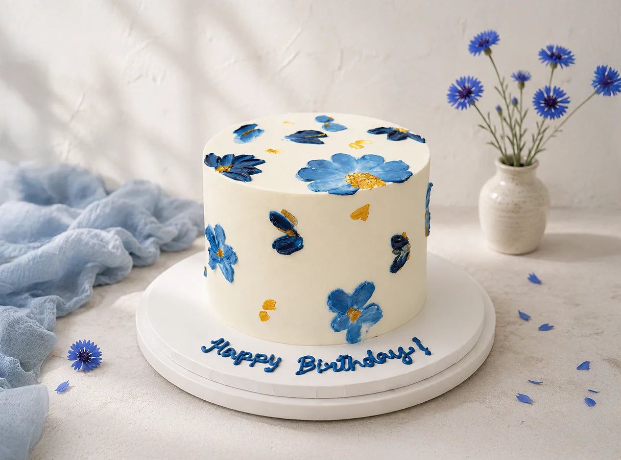 Blue Blossom Birthday Cake