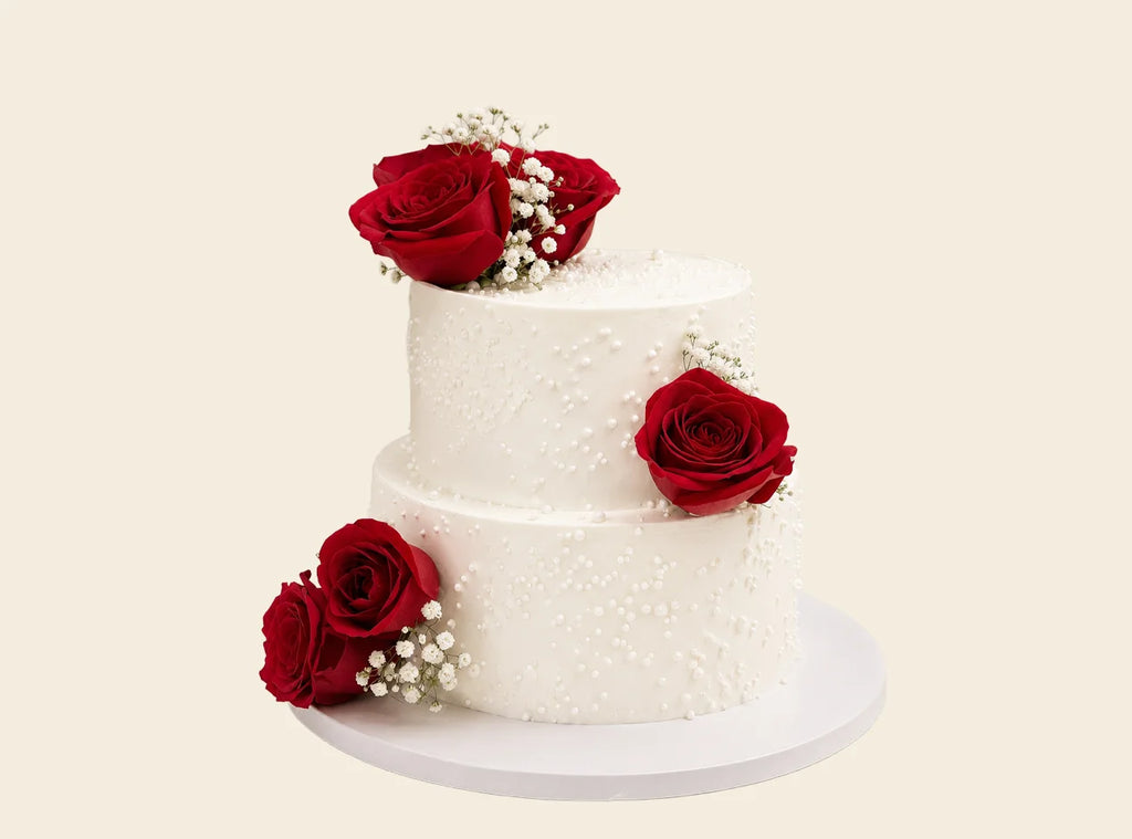 White Pearled Wedding Cake