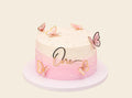 Pink Butterfly First Birthday Cake