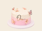 Pink Butterfly First Birthday Cake