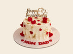 White Anniversary Cake With Red Hearts
