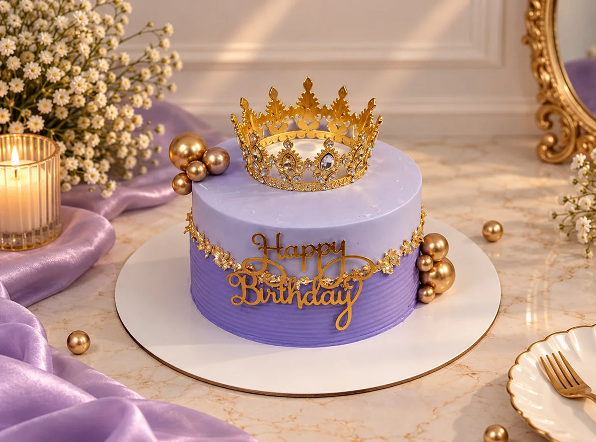 Lavender Princess Crown Birthday Cake