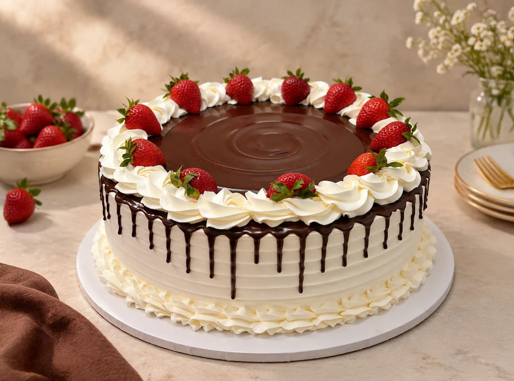 Chocolate Strawberry Drip Cake