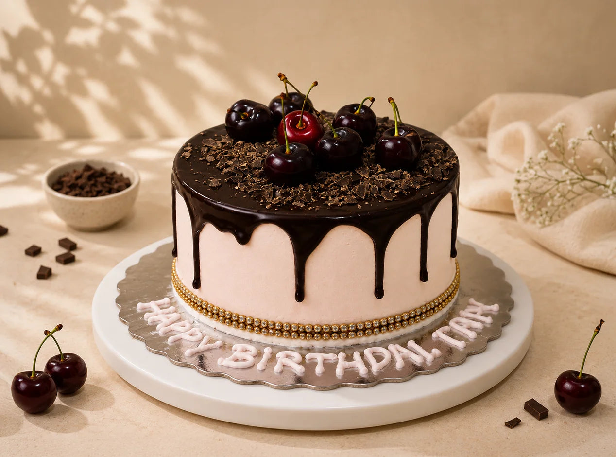 Black Forest Cherry Drip Cake