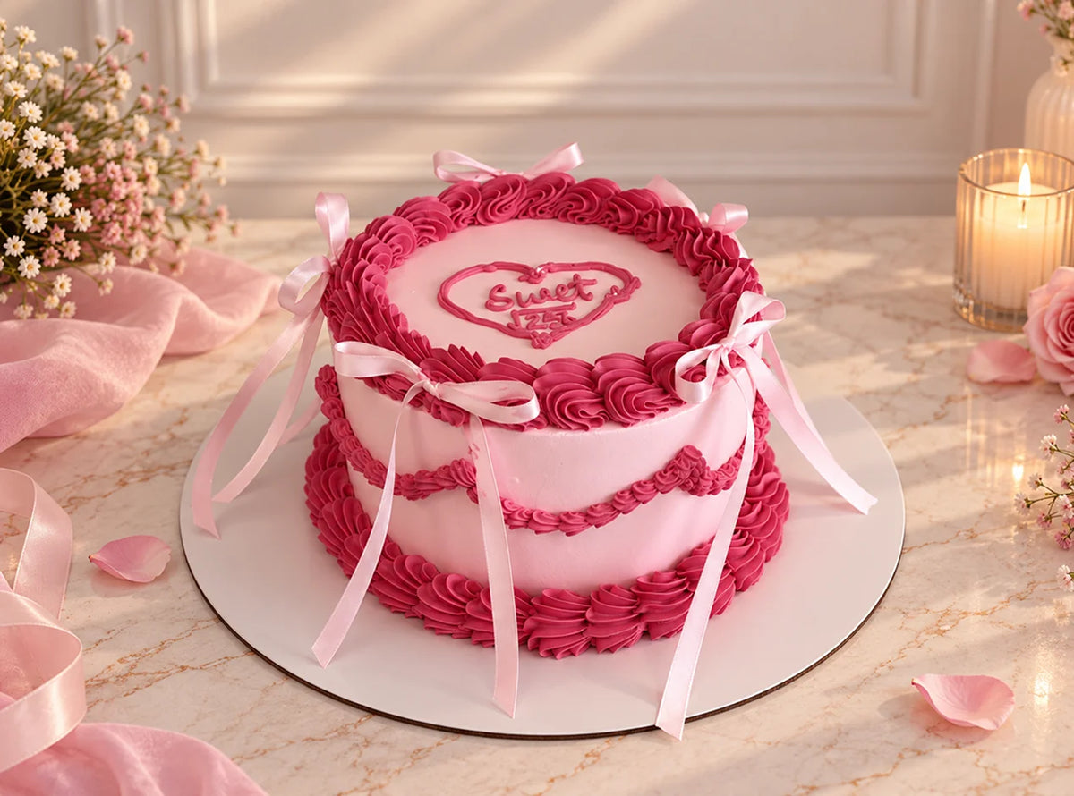 Pink Vintage Ribbon Cake