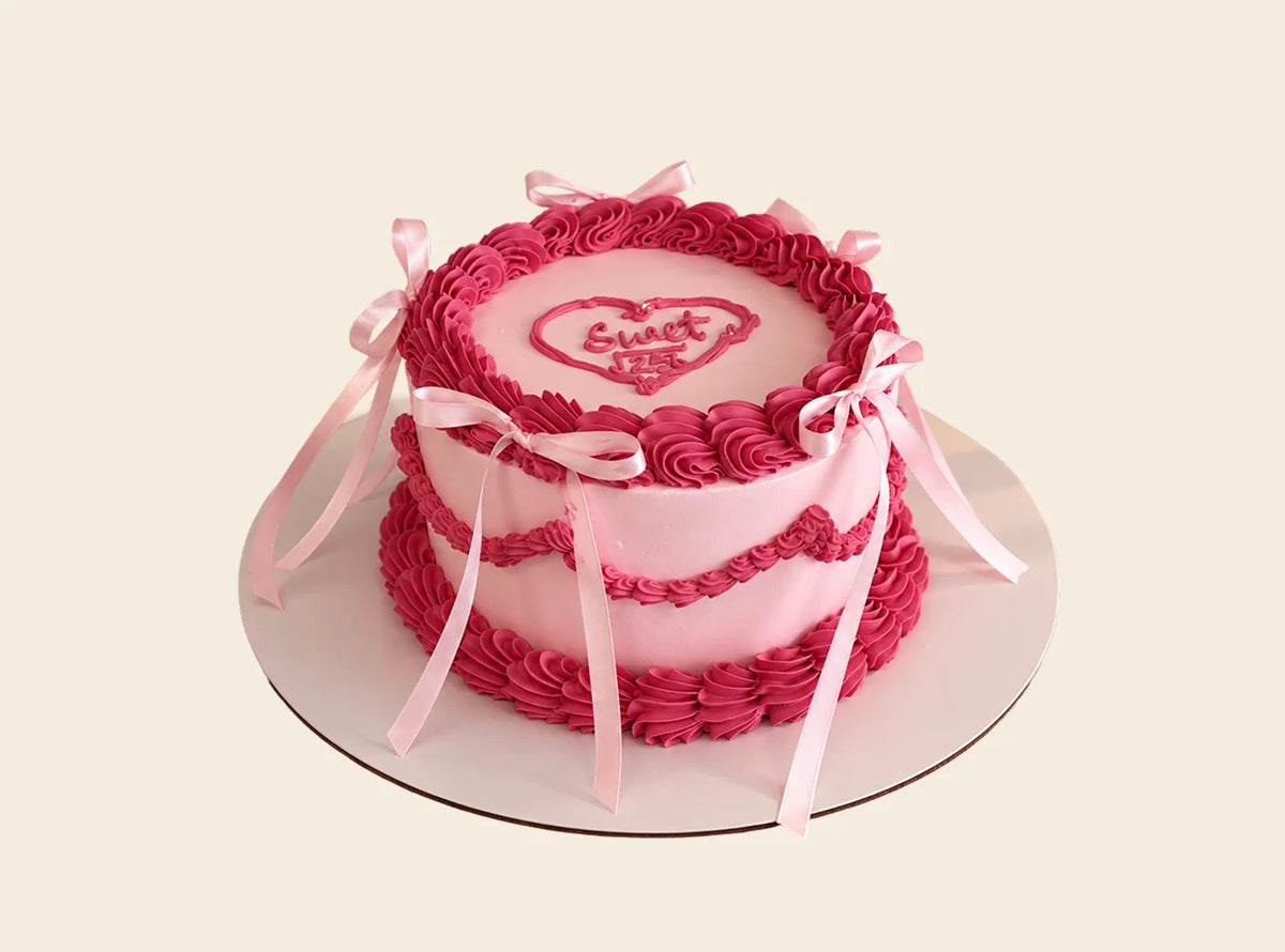 Pink Vintage Ribbon Cake