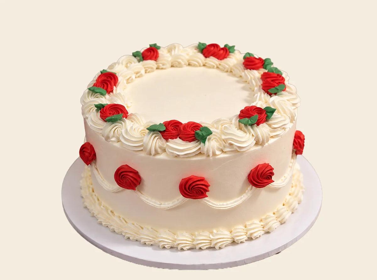 Red Rose Floral Cake