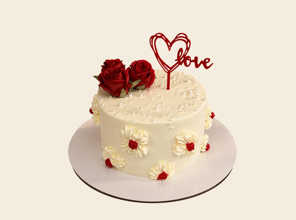 Red Rose Romantic Birthday Cake