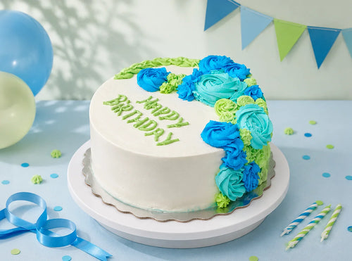 Aqua Blossom Birthday Cake