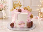 Pink Macaron Drip Birthday Cake