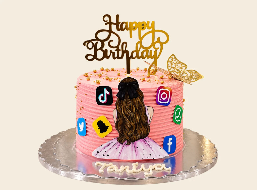 Social Media Theme Birthday Cake