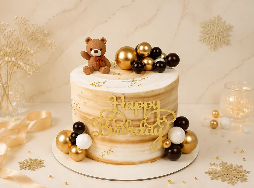 Brown Teddy Bear Theme Cake