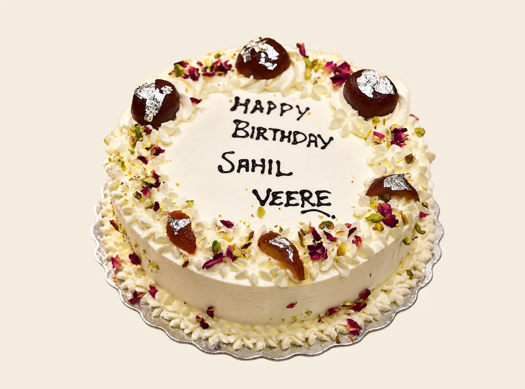 Eggless Gulab Jamun Cake
