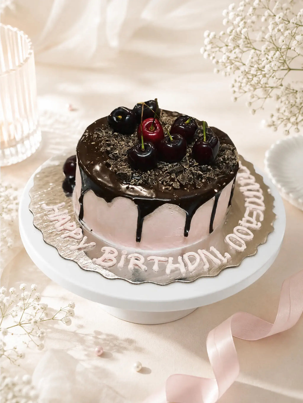 Black Forest Cherry Drip eggless Cake