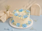 Blue Floral Heart Cake