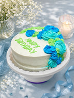 Aqua Blossom Birthday Cake