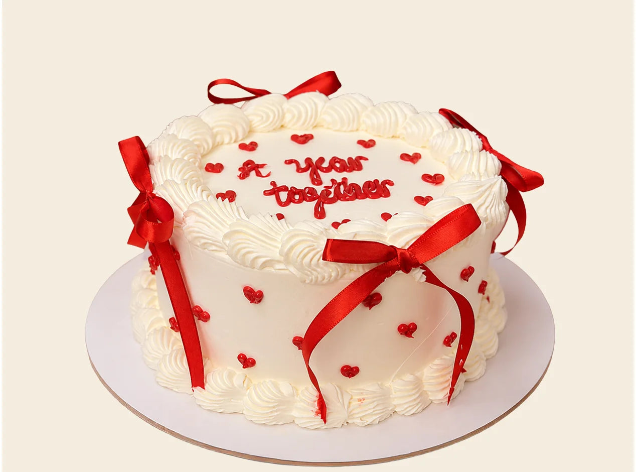 Romantic Red Ribbon Cake